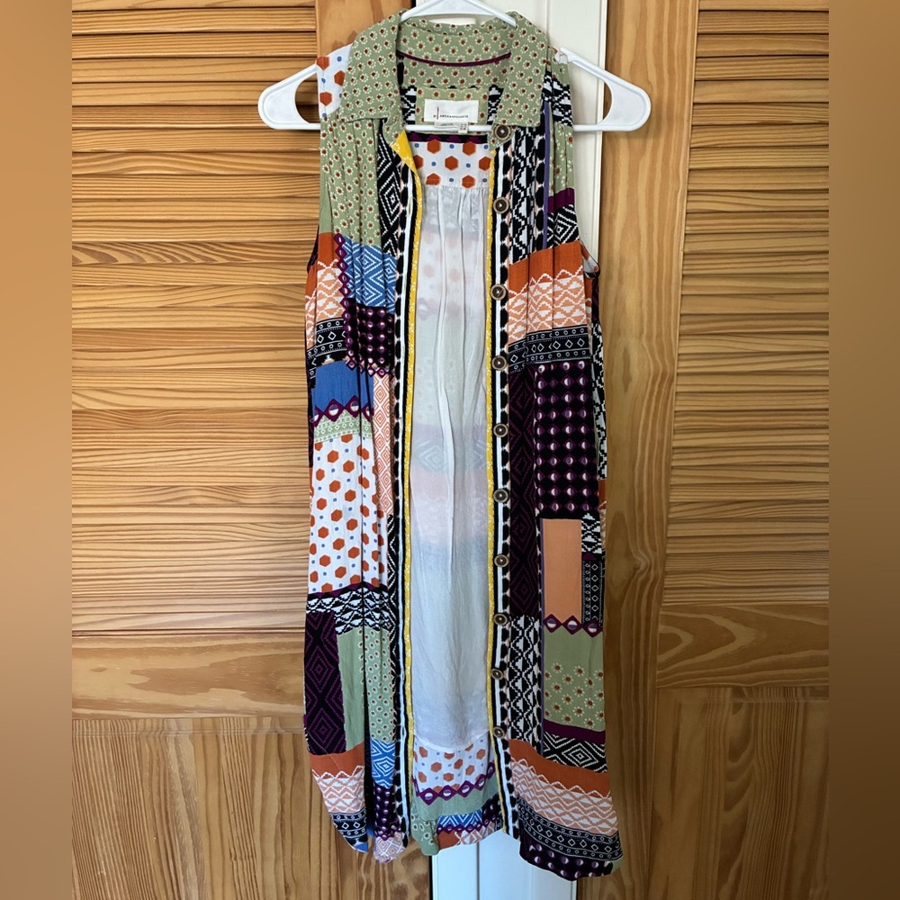 Anthropologie Multicolor button down Patterned Dress size 6